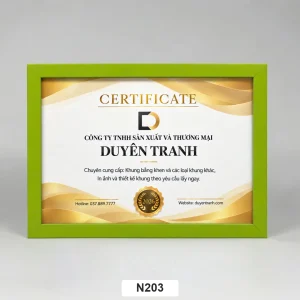 Khung bằng khen A4 viền N203 xanh lá, bản 2cm