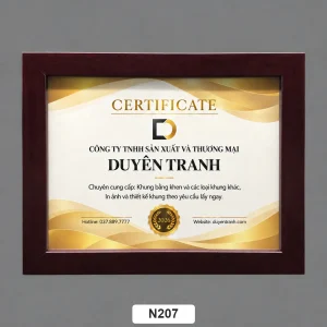 Khung bằng khen A4 viền N207 nâu đỏ sẫm, bản 2cm