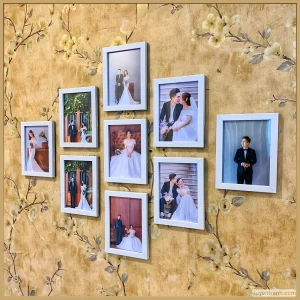 Bộ khung ảnh trắng góc chụp nghiêng