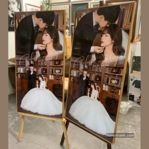 ảnh cổng cưới tráng gương viền vàng