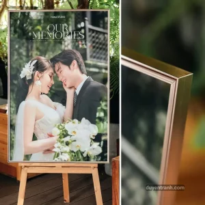 ảnh cổng cưới tráng gương viền vàng hồng