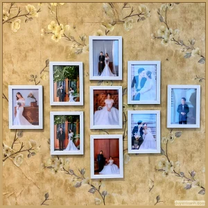 Bộ khung ảnh trắng treo tường shop tặng sơ đồ lắp