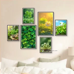 Tranh hoa lá dán tường mẫu 2 - Cỏ ba lá may mắn