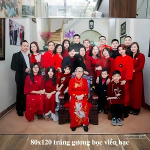 Ảnh cưới chụp gia đình 80x120 tráng gương viền bạc