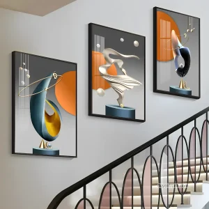 Bộ tranh treo cầu thang trừu tượng