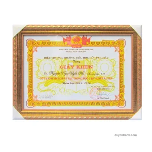 Khung giấy khen A4 màu vàng truyền thống