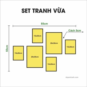 Sơ đồ kích thước set tranh vừa 85x55cm