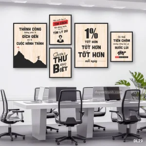 Bộ 5 tranh động lực 1 Phần Trăm Tốt Hơn Mỗi Ngày - tranh slogan dán tường DL29 Duyên Tranh
