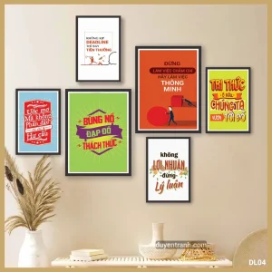 Bộ 6 tranh động lực Bùng Nổ Đạp Đổ Thách Thức - tranh formex trang trí văn phòng DL04 Duyên Tranh