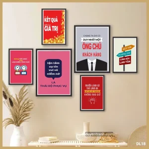 Bộ 6 tranh động lực Duy Nhất Một Ông Chủ Khách Hàng - tranh dán tường DL18 Duyên Tranh