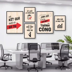 Bộ 5 tranh động lực Có Kết Quả Mới Có Giá Trị - tranh formex văn phòng DL26 Duyên Tranh