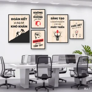 Bộ 5 tranh động lực Đoàn Kết Sẽ Chấp Hết Khó Khăn - tranh dán tường DL27 Duyên Tranh
