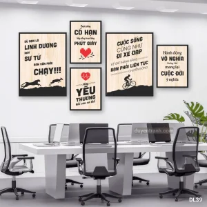 Bộ 5 tranh động lực Linh Dương Hay Sư Tử Bạn Vẫn Phải Chạy - tranh nền gỗ DL39 Duyên Tranh
