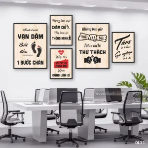 Bộ 5 tranh động lực Hành Trình Vạn Dặm Bắt Đầu Từ Một Bước Chân - tranh nền gỗ DL35 Duyên Tranh