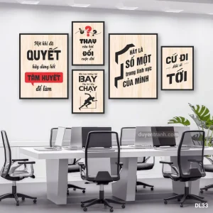 Bộ 5 tranh động lực Một Khi Đã Quyết Hãy Dùng Hết Tâm Huyết - tranh slogan DL33 Duyên Tranh