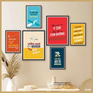 Bộ 6 tranh động lực Nơi Nào Có Ý Chí Nơi Đó Có Con Đường - tranh slogan văn phòng DL06 Duyên Tranh