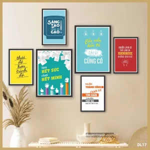 Bộ 6 tranh động lực Sáng Tạo Khác Có Gạo Ăn - tranh slogan văn phòng DL17 Duyên Tranh