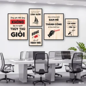 Bộ 5 tranh động lực Sóng Yên Biển Lặng Không Tạo Thủy Thủ Giỏi - tranh formex DL32 Duyên Tranh