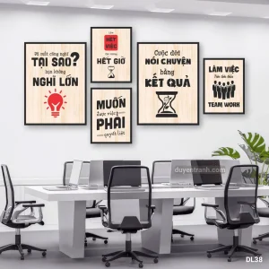 Bộ 5 tranh động lực Tại Sao Bạn Không Nghĩ Lớn - tranh formex dán tường nền gỗ DL38 Duyên Tranh
