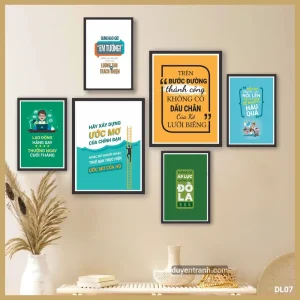 Bộ 6 tranh động lực Thành Công Không Có Dấu Chân Kẻ Lười Biếng - tranh formex dán tường DL07 Duyên Tranh
