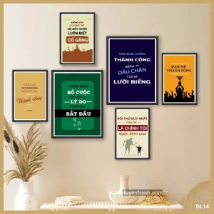 Bộ 6 tranh động lực Theo Đuổi Đam Mê Thành Công Sẽ Theo Đuổi Bạn - tranh dán tường DL14 Duyên Tranh
