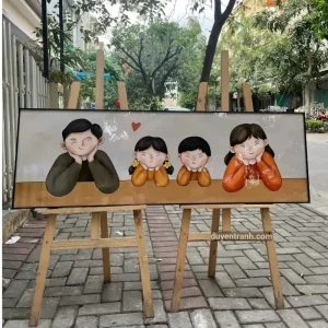 Trang tráng gương gia đình chibi chụp ngoài trời