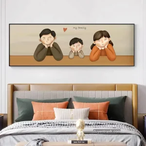 Tranh tráng gương gia đình chibi mẫu 1 bé trai