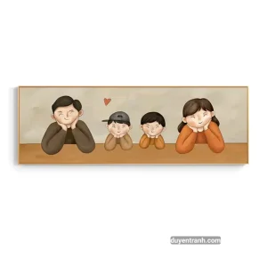 Tranh tráng gương gia đình chibi mẫu 2 bé trai