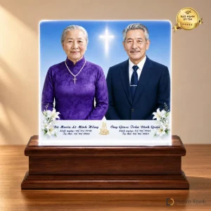 Ảnh thờ pha lê Công giáo ghép đôi