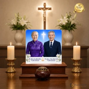 Ảnh thờ pha lê Công giáo ghép đôi - mẫu 3