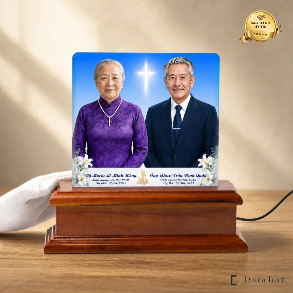 Ảnh thờ pha lê Công giáo ghép đôi - mẫu 5