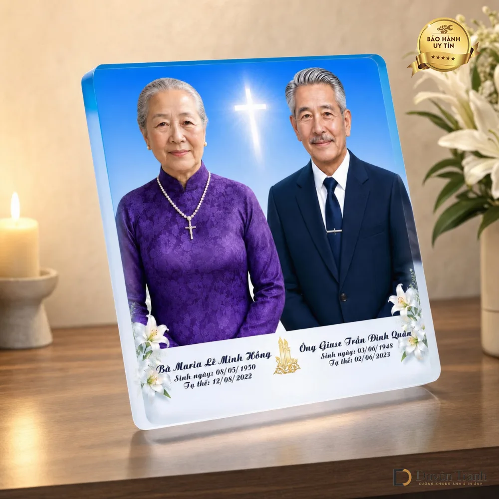 Ảnh thờ pha lê Công giáo ghép đôi - mẫu 6