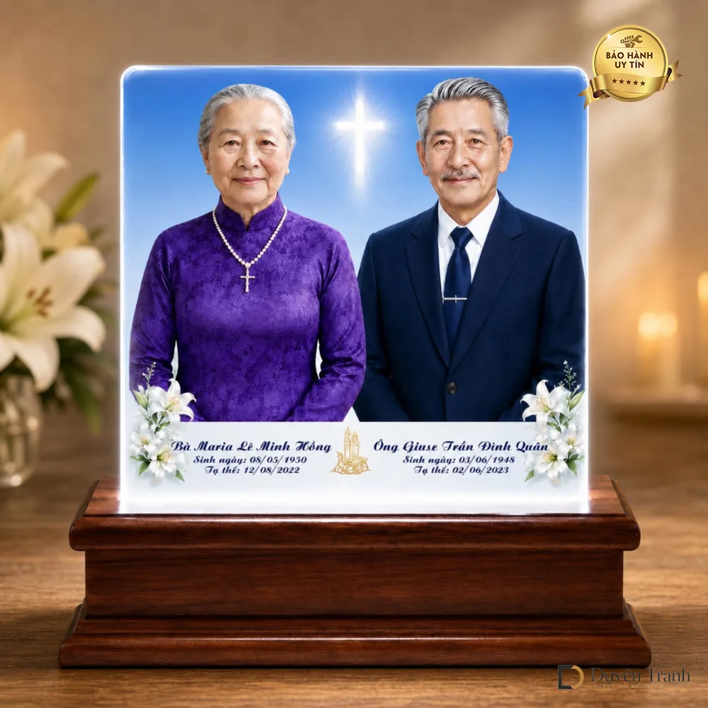 Ảnh thờ pha lê Công giáo ghép đôi - mẫu 7