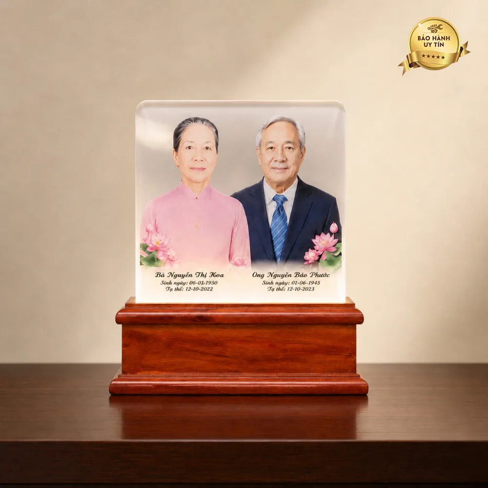 Ảnh thờ pha lê ghép đôi để bàn
