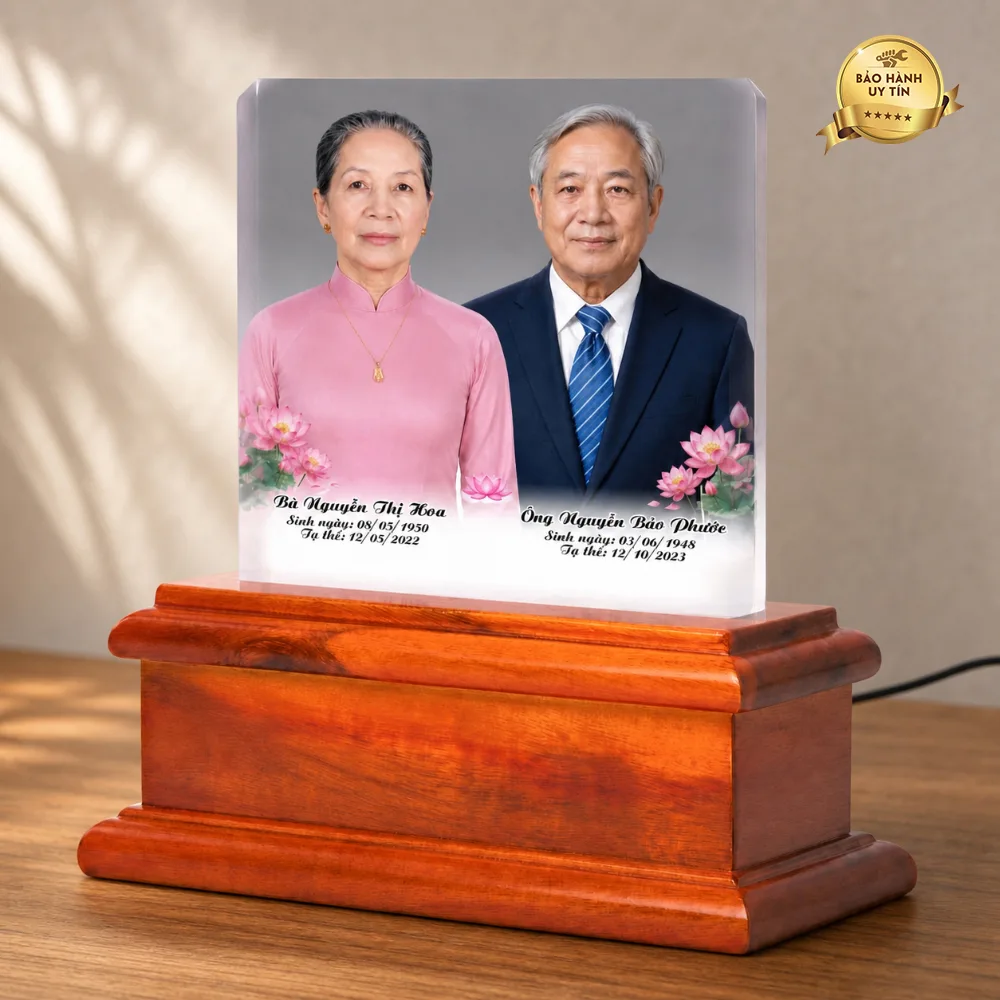 Ảnh thờ pha lê ghép đôi để bàn - mẫu 3