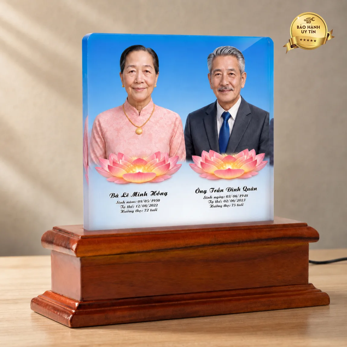 Ảnh thờ pha lê ghép đôi để bàn - mẫu 4