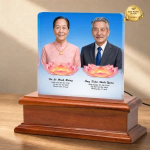 Ảnh thờ pha lê ghép đôi để bàn - mẫu 6