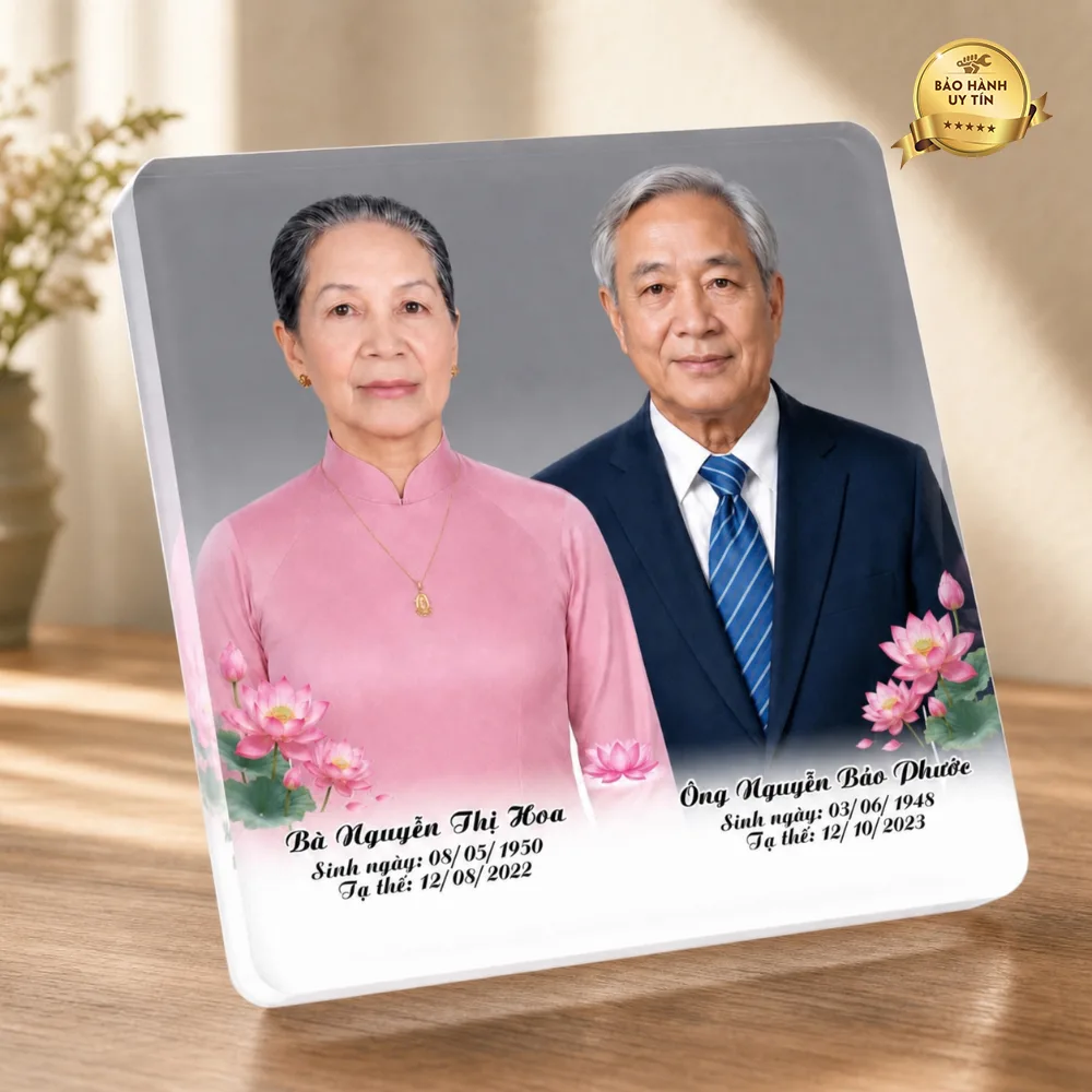 Ảnh thờ pha lê ghép đôi để bàn - mẫu 7
