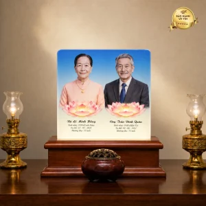 Ảnh thờ pha lê ghép đôi để bàn - mẫu 8