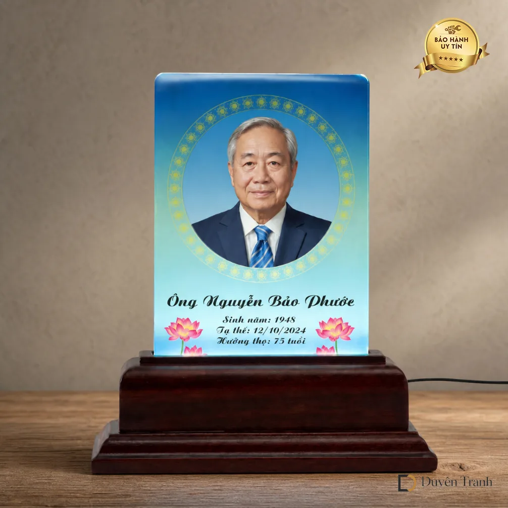 Ảnh thờ pha lê khung gỗ hương