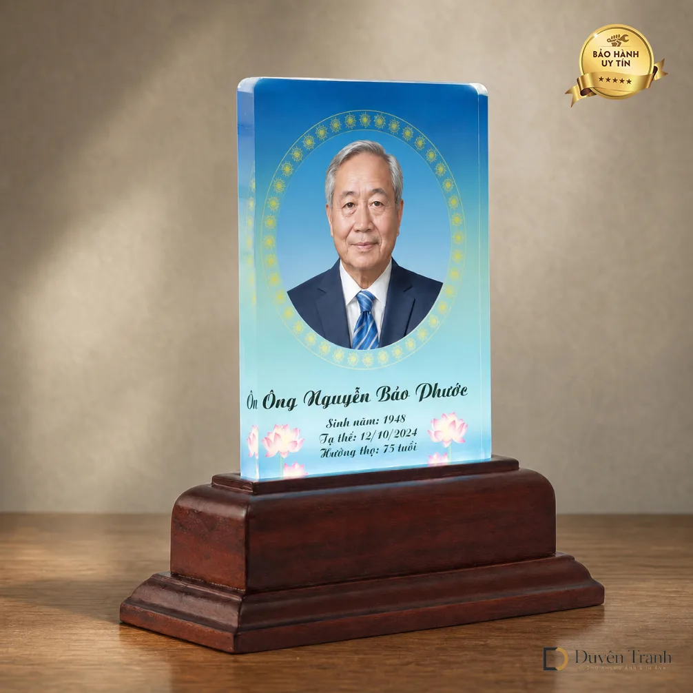 Ảnh thờ pha lê khung gỗ hương - mẫu 5