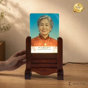 Ảnh thờ pha lê khung gỗ hương - mẫu 6