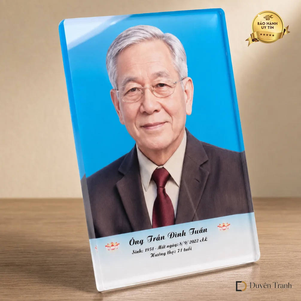 Ảnh thờ pha lê khung gỗ hương - mẫu 7