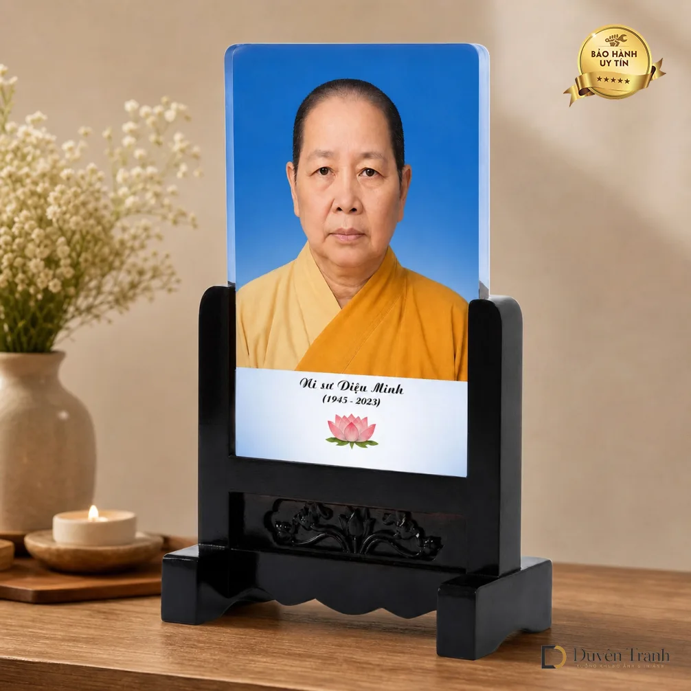 Ảnh thờ pha lê Phật giáo tăng ni - mẫu 7