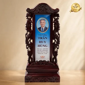 Bài vị pha lê thếp vàng long phụng - mẫu 4