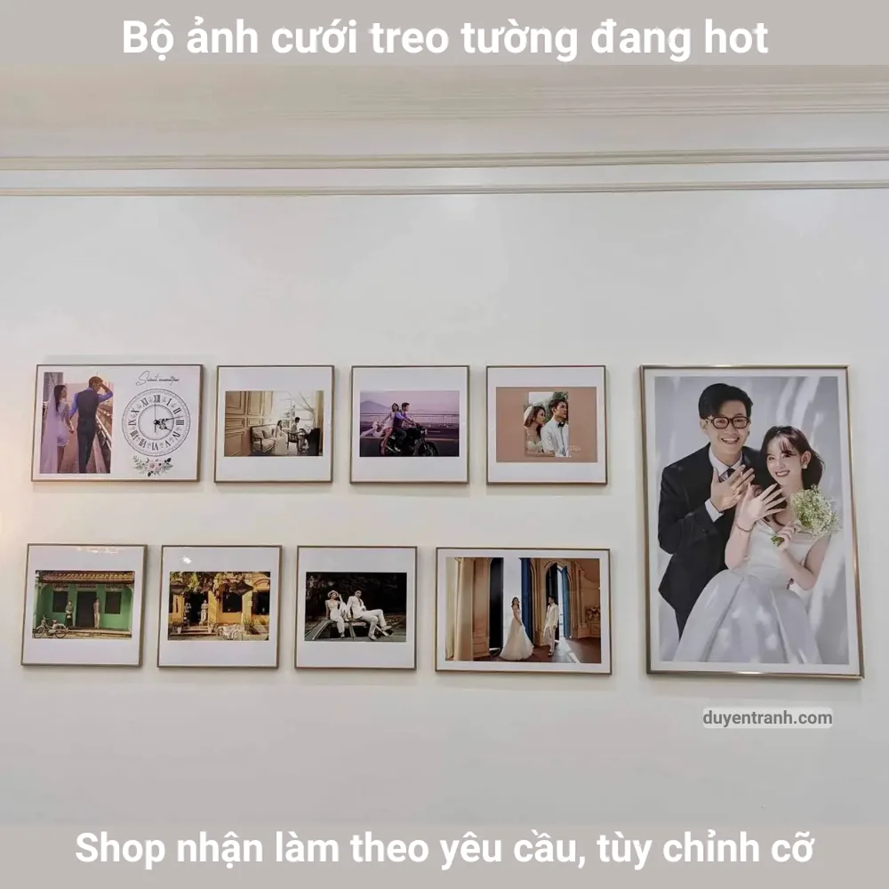 Bộ ảnh cưới treo tường làm theo yêu cầu, tùy chỉnh kích cỡ
