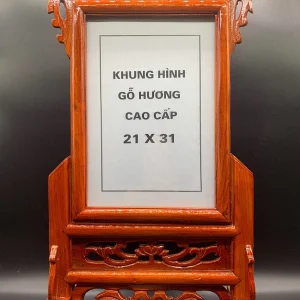Khung ảnh thờ gỗ hương chạm khắc hoa sen KAT11 để bàn