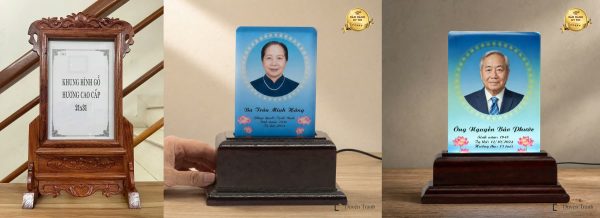 Làm lại ảnh thờ trước Vu Lan: khung gỗ hương chạm sen và ảnh thờ pha lê có đèn LED