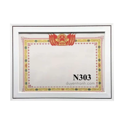 Mẫu viền khung bằng khen N303 - Trắng chỉ đen