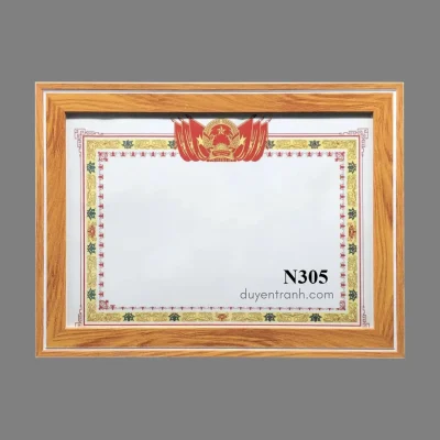 Mẫu viền khung bằng khen N305 - Vân gỗ vàng